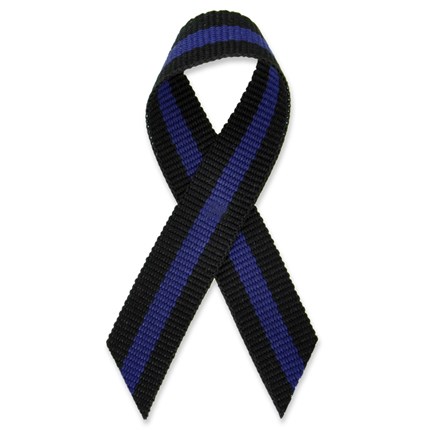 black & blue ribbon cloth with safety pin