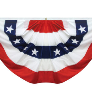 pleated 3'x6' nylon fan w/ sewn stripes & printed stars