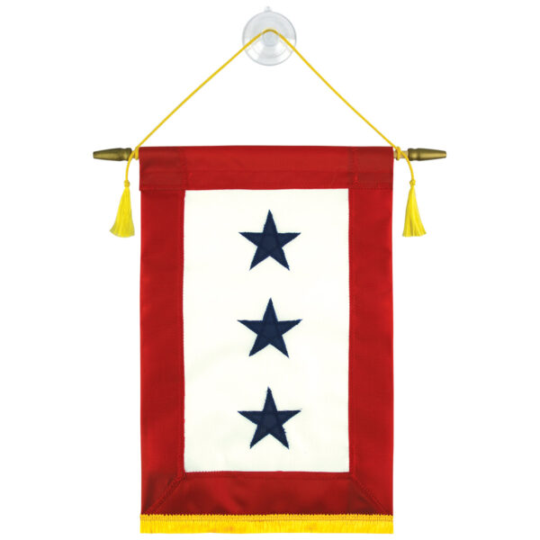 blue star (3)star 8"x12" service banner flag