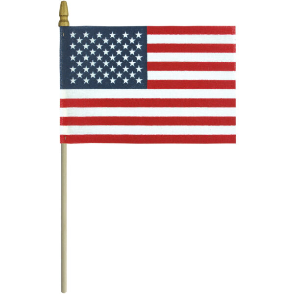 u.s. 4"x6" no fray cotton stick flag