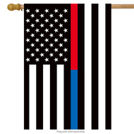 thin blue & red line printed grommet flag