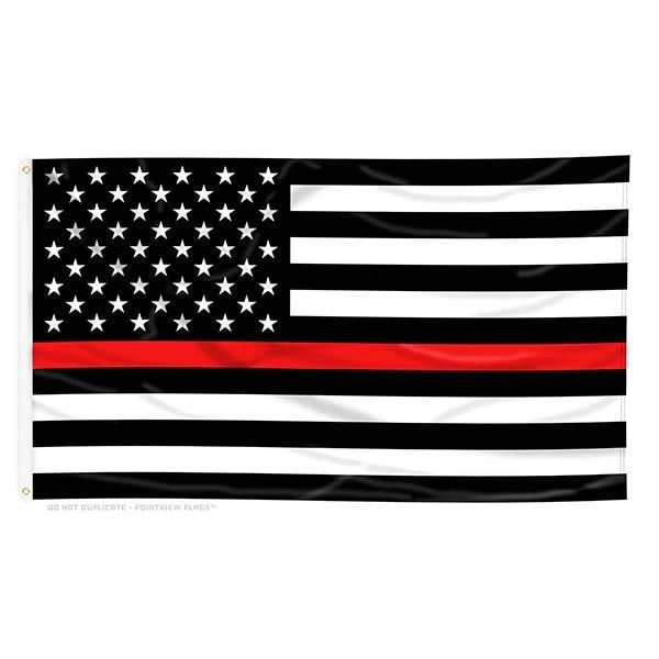 thin red line printed grommet flag