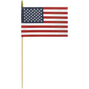 u.s. stick flag 12"x18" no fray cotton w/spear