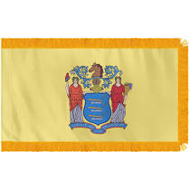 nj state 3'x5' indoor nylon flag with pole hem & fringe
