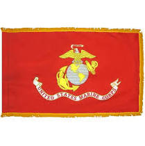 marine corps 3'x5' indoor nylon flag w/pole hem & fringe
