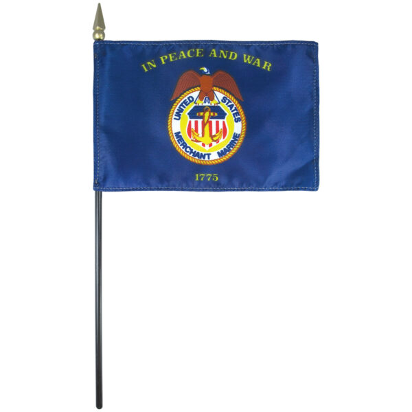 merchant marine 4"x6" e gloss stick flag