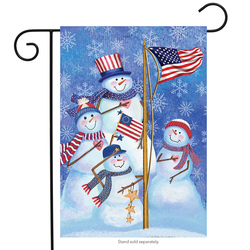 patriotic snowman garden flag