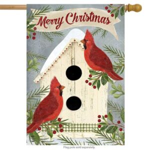 christmas cardinal birdhouse house flag