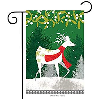 winter reindeer garden flag