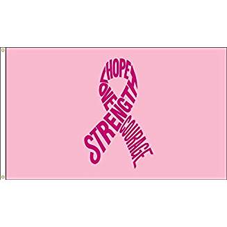 pink ribbon 2'x3' nylon printed outdoor/indoor flag with grommets