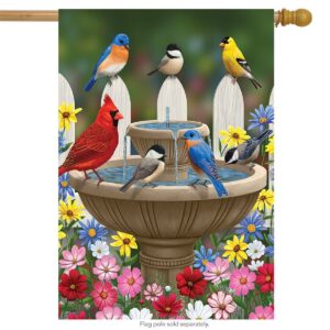birdbath gathering house flag