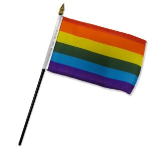 rainbow 4"x6" e gloss stick flag