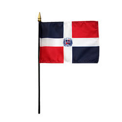dominican republic w/seal 4"x6" stick flag
