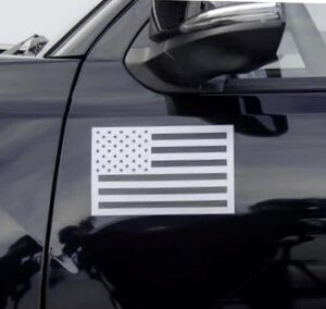 american flag car magnet 3.75"x6" metalic gray
