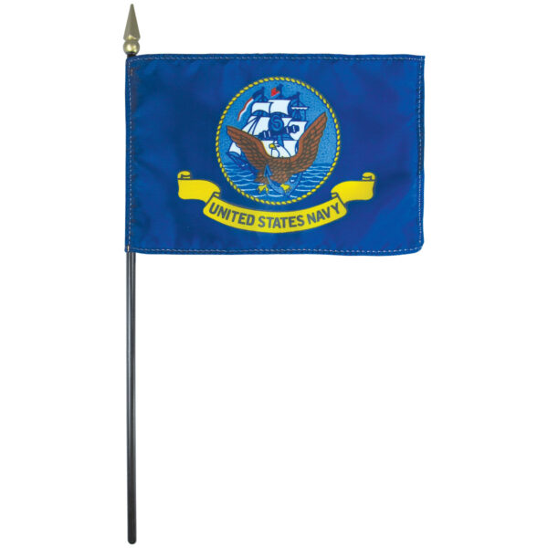 navy 4" x 6" e gloss stick flag