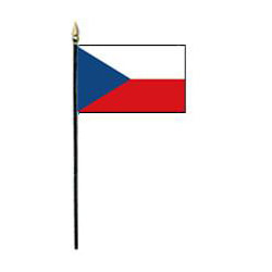 czech republic 4"x6" stick flag