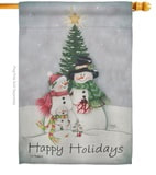 snowman family house flag