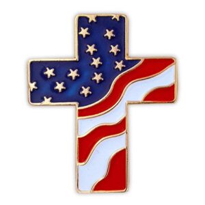 american flag cross lapel pin