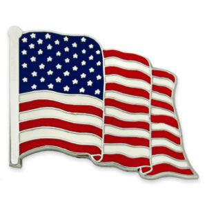 waving american flag pin