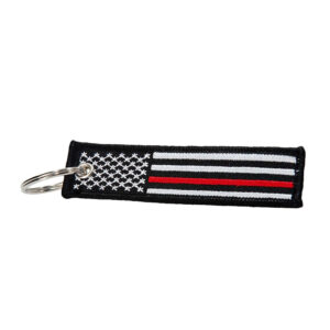 thin red line american flag keychain
